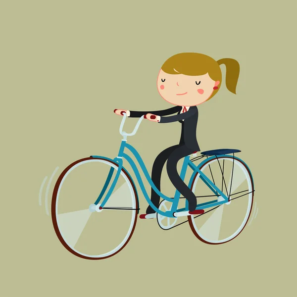 Mujer montando bicicleta — Vector de stock