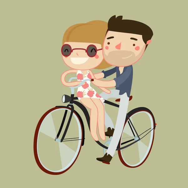 Romantic couple on bike — Stock Vector