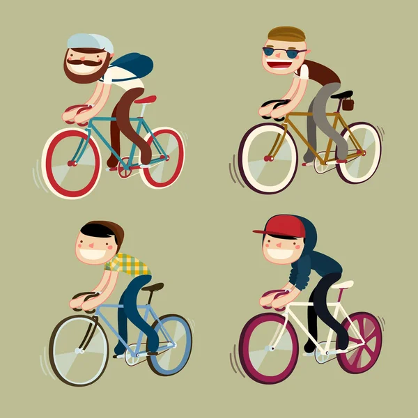 Парни на крепких велосипедах — стоковый вектор