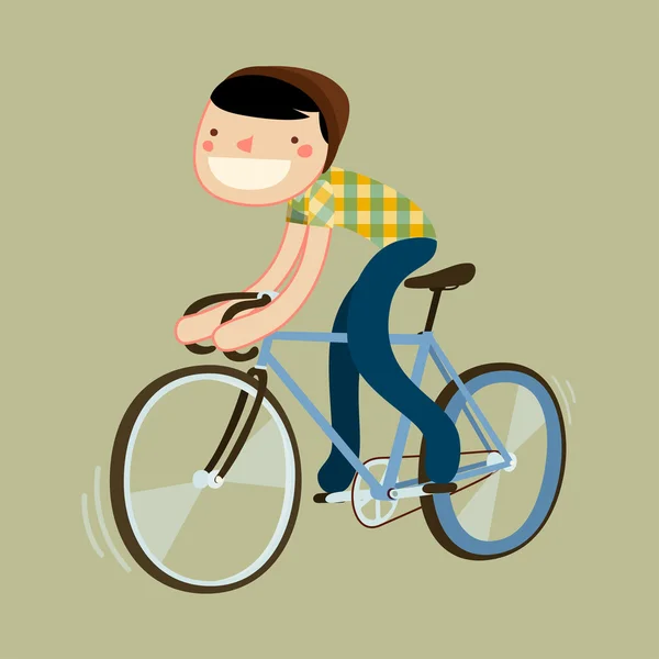 Хіпстерський хлопчик їде на шосейному велосипеді — стоковий вектор