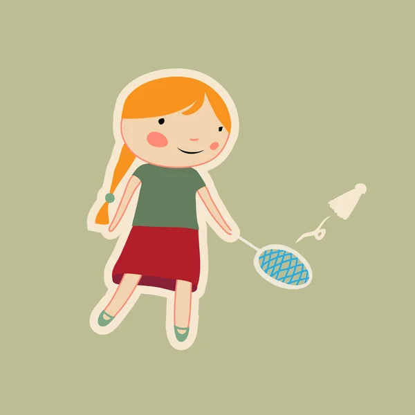 Badminton fille sautant — Image vectorielle