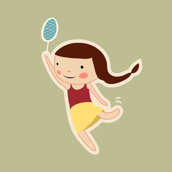 Badminton fille sautant — Image vectorielle