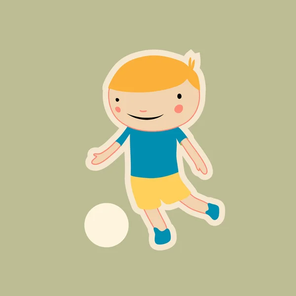 Niño jugando fútbol — Vector de stock