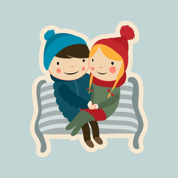 Cute valentine couple — Stock Vector
