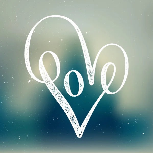 Love heart shiny handwriting — Stock Vector