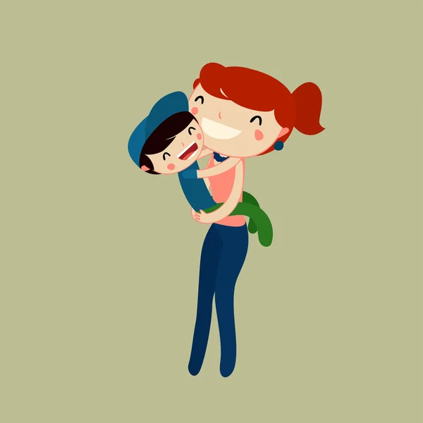 Anne ve oğlu sarılma