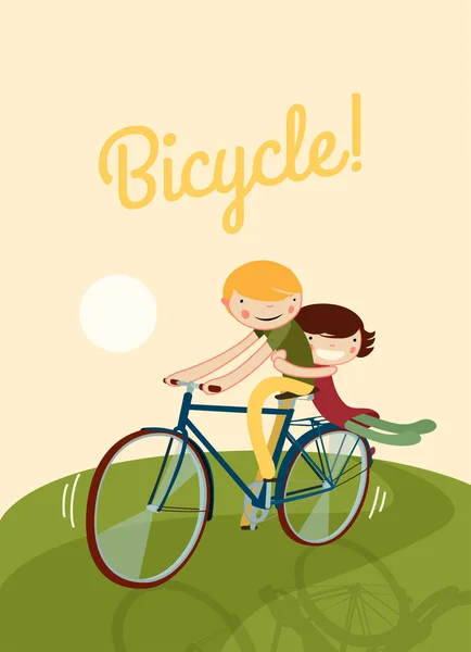 Pareja bicicleta de montar — Archivo Imágenes Vectoriales
