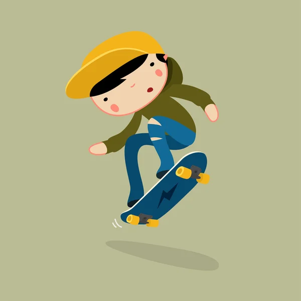 Patineur drôle garçon sautant — Image vectorielle