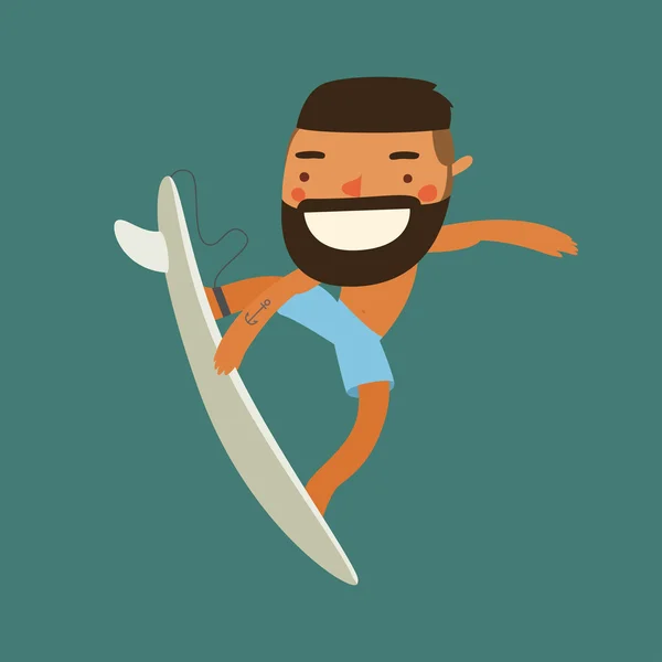 Surfista chico carácter . — Vector de stock