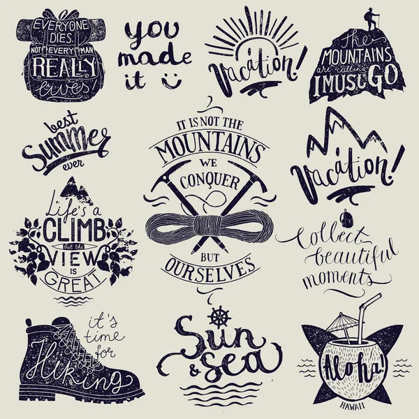 Tatil seyahat letterings ve çizimler
