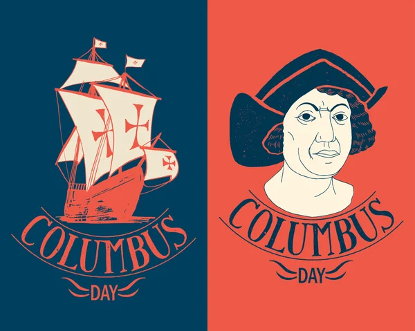 Columbus day nápisy — Stockový vektor