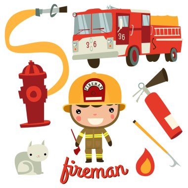 Firefighter his stuff: fire axe clipart
