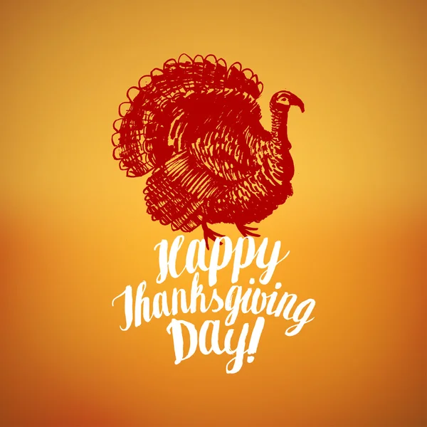 Thanksgiving kalligrafie Turkije label. — Stockvector