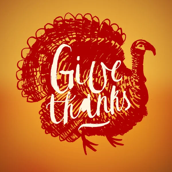 Święto Dziękczynienia kaligrafia Turcja etykiety. — Wektor stockowy