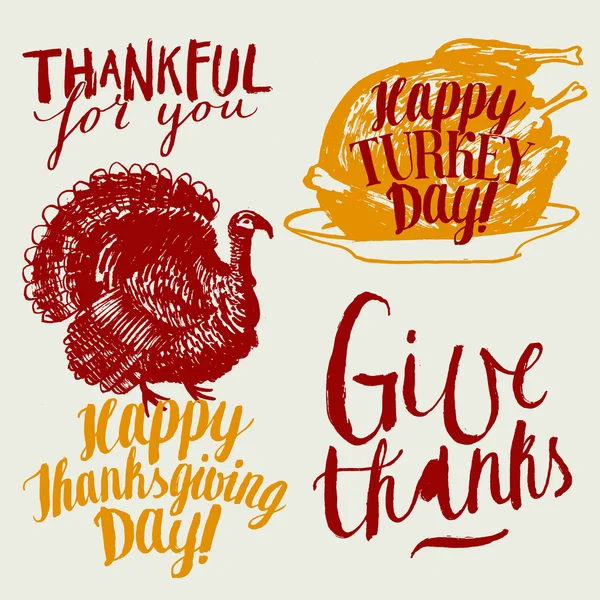 Etiquetas de caligrafía del día de Acción de Gracias — Archivo Imágenes Vectoriales