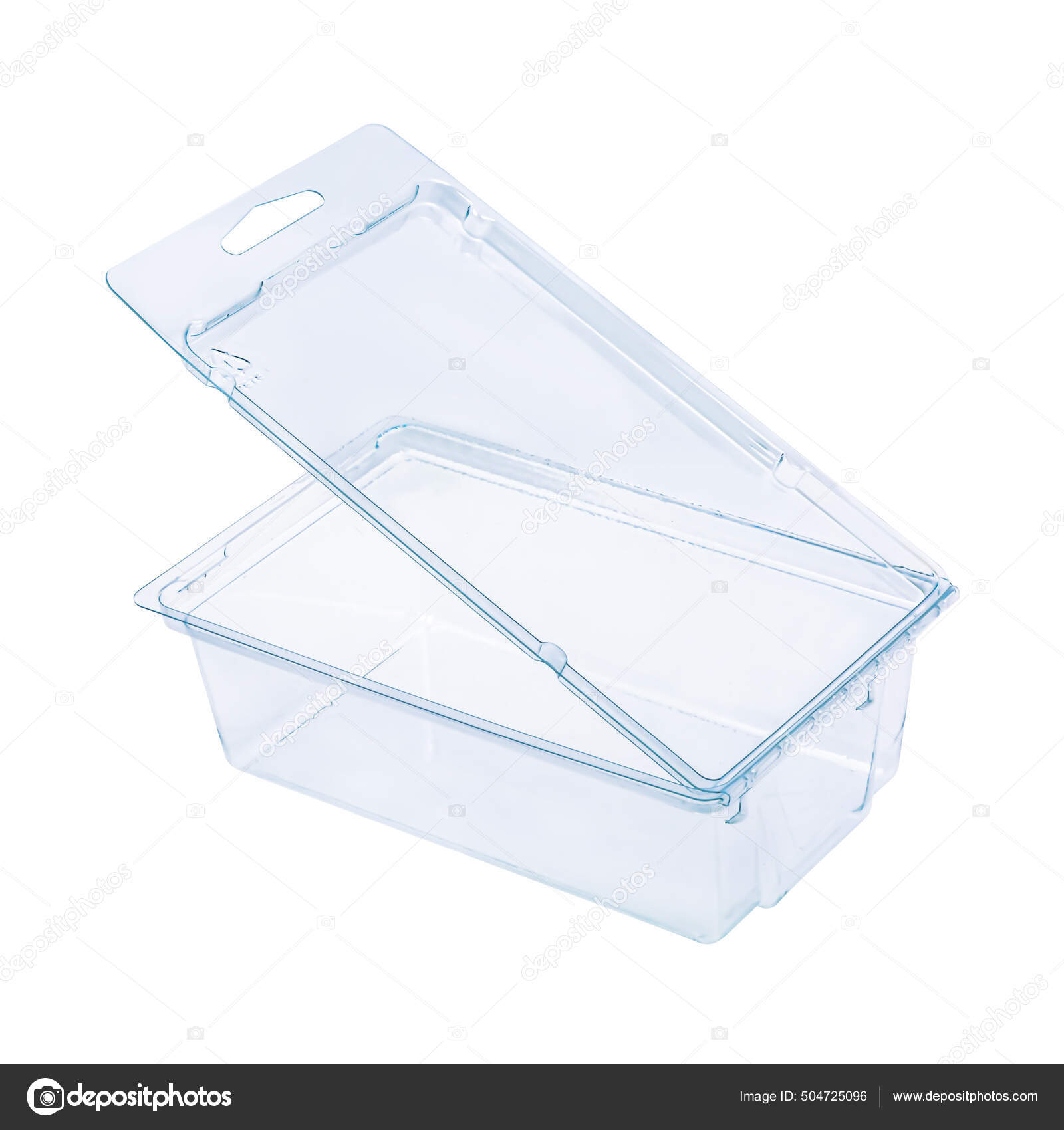 Disposable Plastic Food Container On White Backdrop Stock Photo