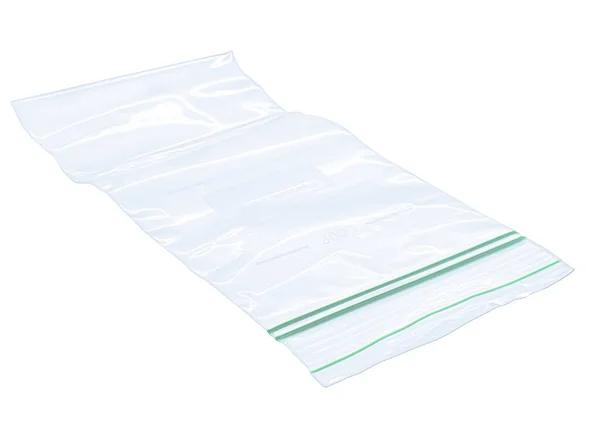 Saco Plástico Transparente Isolado Fundo Branco Saco Armazenamento Com Zíper — Fotografia de Stock