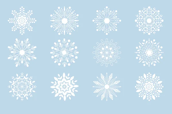 Blanco Navidad Copos Nieve Colección Eps10 Vector Ilustración — Archivo Imágenes Vectoriales