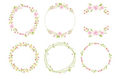 Tatlı pastel yeşil sevgililer günü gülleri düz çelenk çerçeve koleksiyonu 