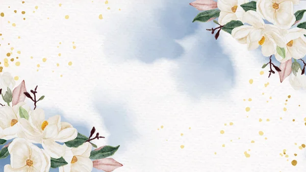 Букет Цветочная Ветвь Магнолии Акварели Фоне Брызг — стоковый вектор