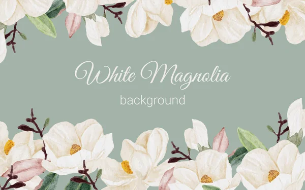 Акварель Белый Цветок Магнолия Цветочный Букет Фон — стоковый вектор