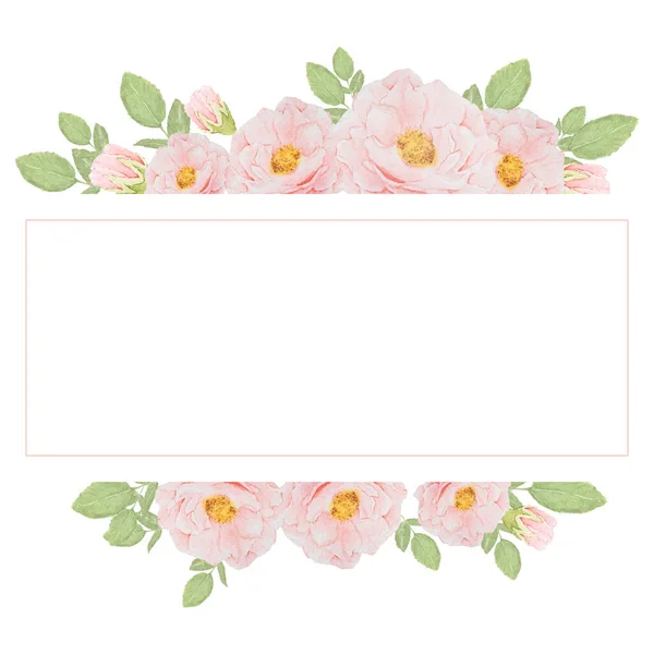 Aquarell Rosa Rosenstrauß Auf Quadratischem Rahmen Für Banner Oder Logo — Stockvektor