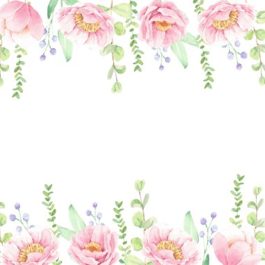 suluboya pembe şakayık çiçekli kare afiş arkaplanı