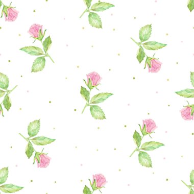 suluboya el, kağıt veya kumaş Eps10 vektörleri için pürüzsüz pembe İngilizce gül deseni çizdi