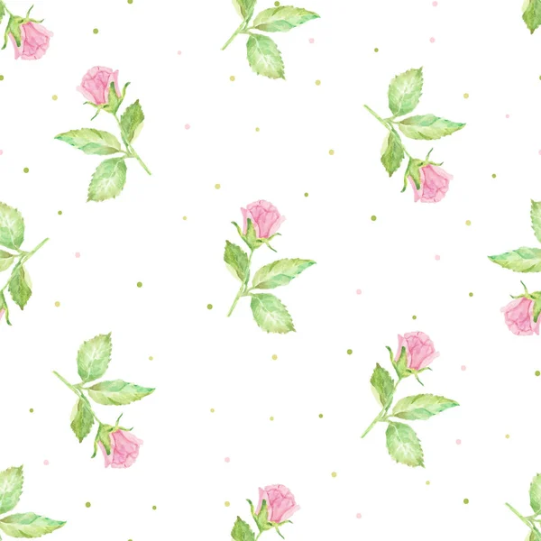 Aquarell Handgezeichnet Rosa Englisch Rose Nahtlose Muster Für Papier Oder — Stockvektor