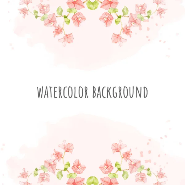 Aquarell Rosa Bougainvillea Auf Rosa Spritzer Quadratischen Banner Hintergrund Für — Stockvektor