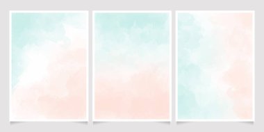 suluboya açık yeşil ve eski pembe şeftali rengi düğün ya da doğum günü davetiyesi şablonu için arka plan