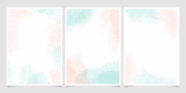 suluboya açık yeşil ve eski pembe sıçrama arka planı düğün veya doğum günü davetiyesi 5x7