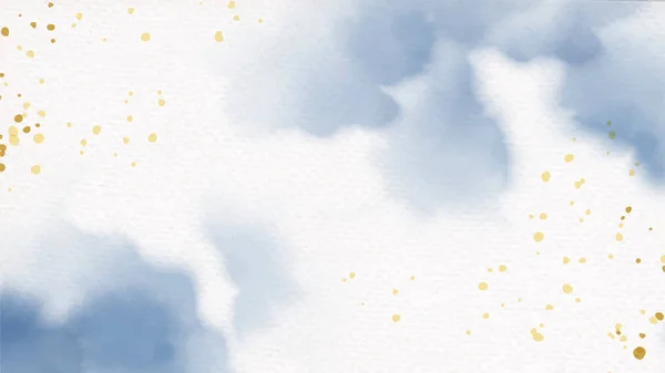 美しいネイビーブルーと金色の水彩ウェットウォッシュスプラッシュ紙の背景 — ストックベクタ