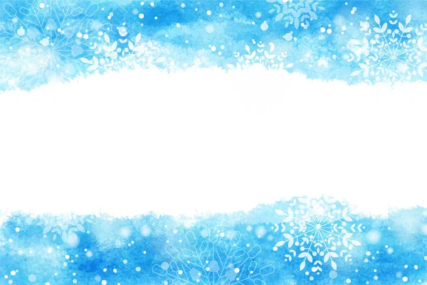 Acuarela Abstracta Salpicadura Azul Con Copos Nieve Para Fondo Invierno — Vector de stock