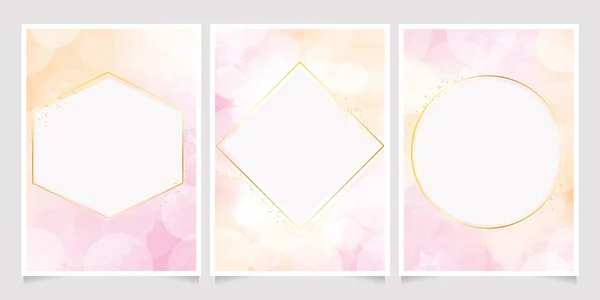 Roze Goud Aquarel Achtergrond Met Bokeh Voor Bruiloft Uitnodiging Kaart — Stockvector