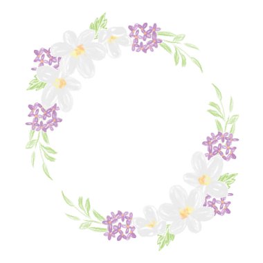 Şirin renkli kalem stili çiçek çemberi çelengi eps10 vektör illüstrasyonu