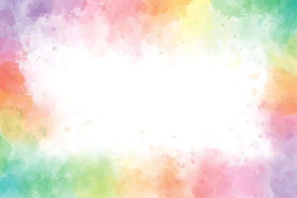 Bunte Regenbogen Aquarell Splash Hintergrund Rahmen — Stockvektor