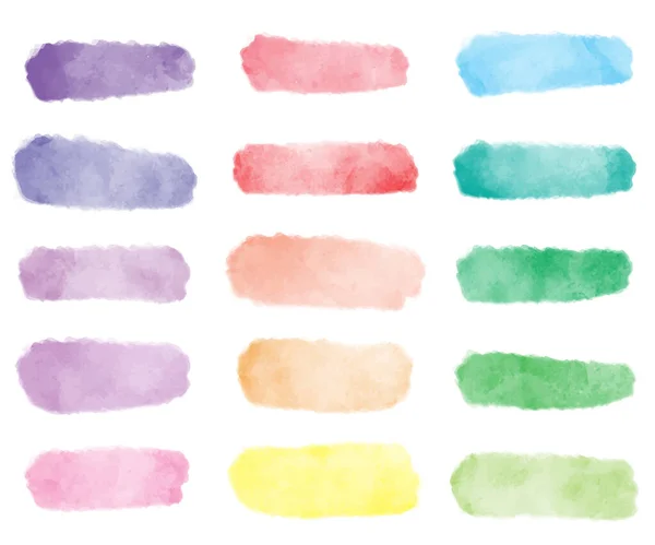 Colorato Arcobaleno Acquerello Lavaggio Spruzzi Fondo Banner Collezione — Vettoriale Stock