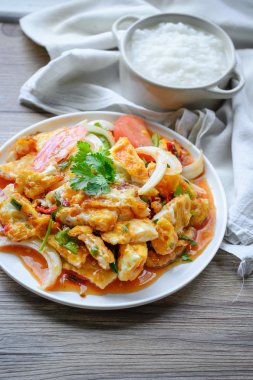 Sahanda yumurta, baharatlı Tayland gıda, Tayland Mutfağı, Heal ile baharatlı salata