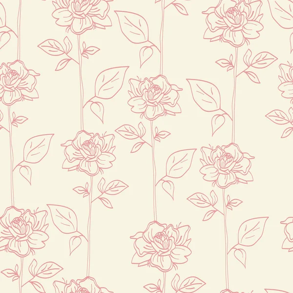 Vektornahtloses Muster Einer Rosenblüte Mit Blättern Botanische Illustration Design Für — Stockvektor