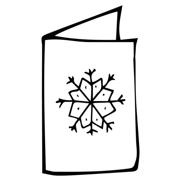 Holiday Card Snowflake Drawn Hand Collection New Year Christmas Vector — Stock Vector