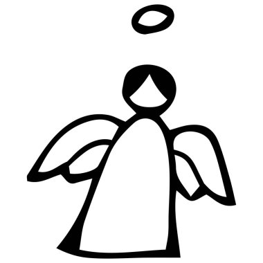 Kanatlı meleklerin vektör görüntüsü. Siyah özet. Elle çizilmiş. Posterlerin, kartpostalların, davetiyelerin, tatil süslemelerinin, dekorasyonların, çıkartmaların tasarımı.