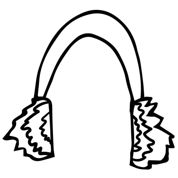 Vektorový Obraz Zimních Kožešinových Sluchátek Silueta Černý Obrys Design Plakátů — Stockový vektor