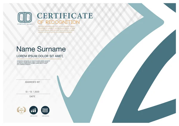 Certificate of RECOGNITION frame design template layout template in A4 size — стоковый вектор