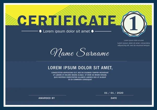 Modello di layout del modello di design del certificato in formato A4 — Vettoriale Stock