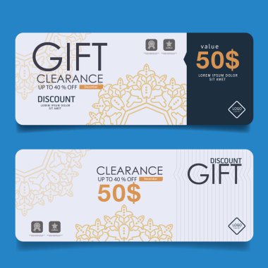 Fiş şablon şablon hediye çeki kupon indirim Modern tasarım, vektör çizim hediye