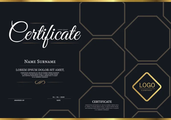 Vektor ilustrasi sertifikat emas yang rinci - Stok Vektor