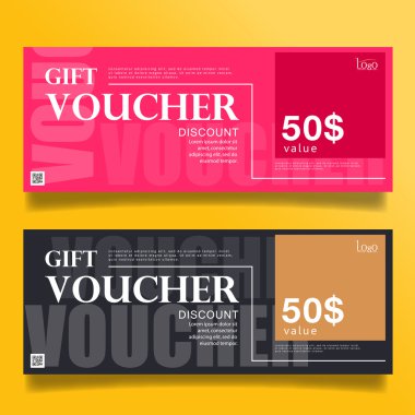 Vektör çizim, hediye çeki şablon temiz ve modern desenli.