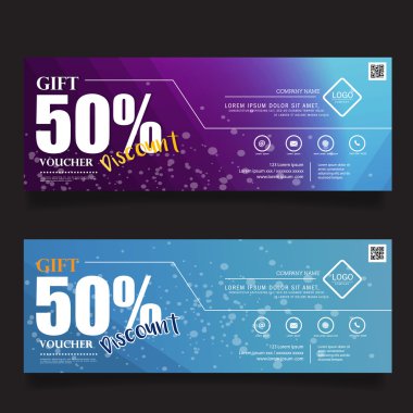 Vektör çizim, hediye çeki şablon temiz ve modern desenli.