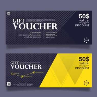 Vektör çizim, hediye çeki şablon temiz ve modern desenli.